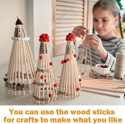 Miniatura 7 de 100 varillas de madera para manualidades 38 x 12 pulgadas varillas de madera sin terminar para manualidades clase de arte carpintería