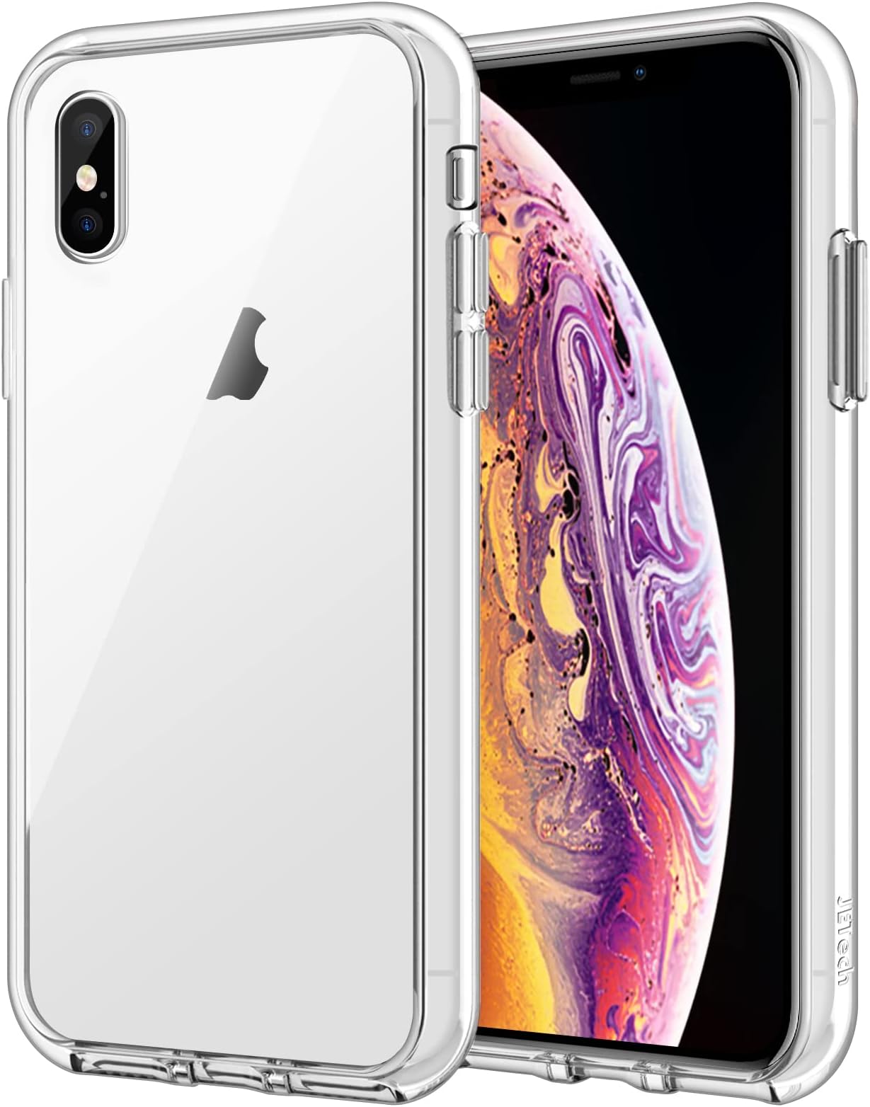 JETech Case for iPhone Xs and iPhone X, Non-Yellowing Shockproof Phone Bumper Cover, Anti-Scratch Clear Back (Clear)