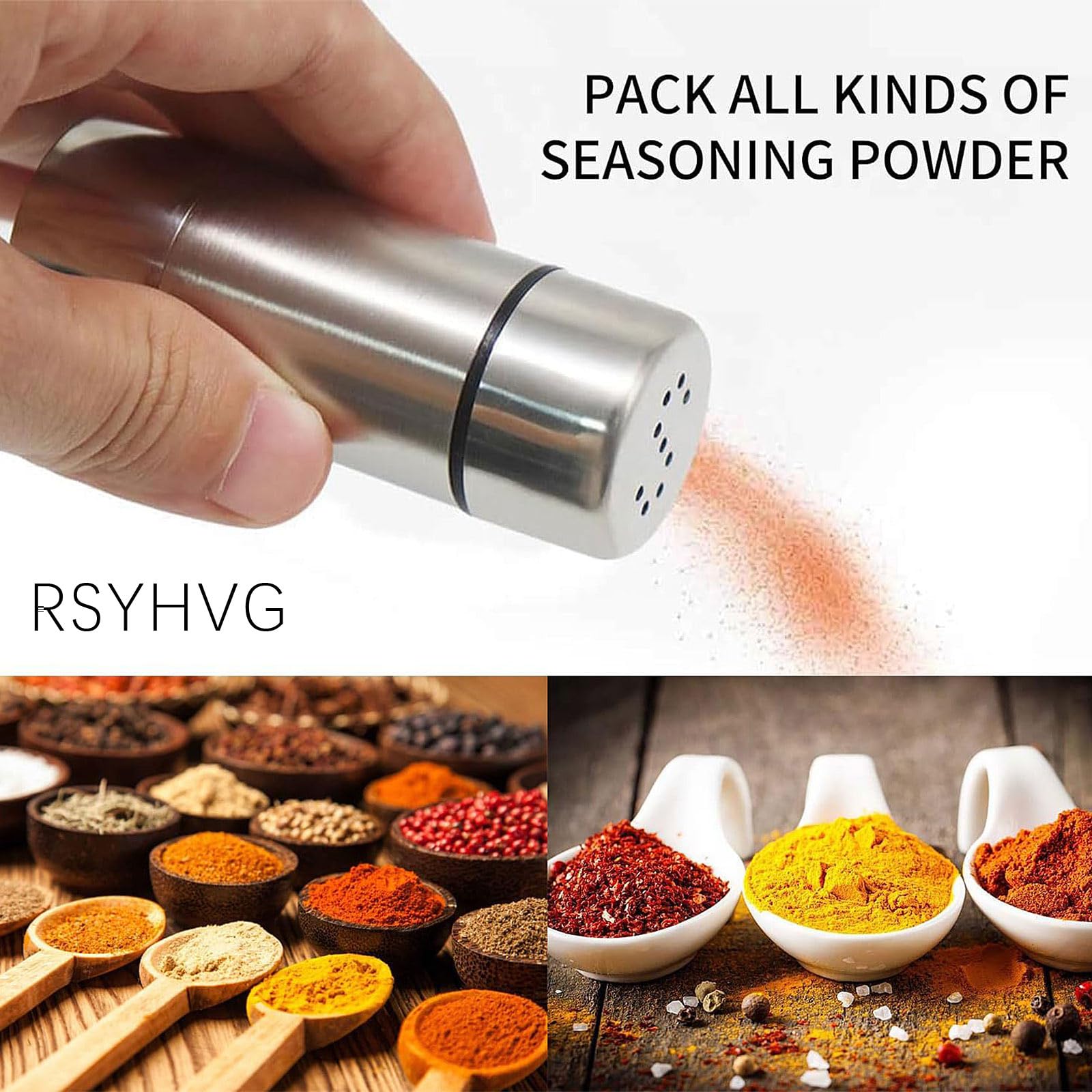 RSYHVG alt and Pepper Shaker, 2Pcs Stainless Steel Salt and Pepper Pots Sets for Home Kitchen BBQ Restaurant Camping - Image 2