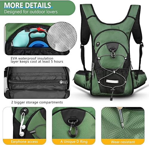 Miniatura 3 de Mochila de hidratación, mochila de hidratación, mochila de agua y bolsa de hidratación de 3 litros, paquete de senderismo con aislamiento ligero,