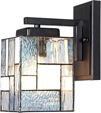 ARTZONE Tiffany Modern Style Wall Sconces 1-Light, Stained Glass Wall Lamp Lighting for Bedroom, Bathroom, Living Room