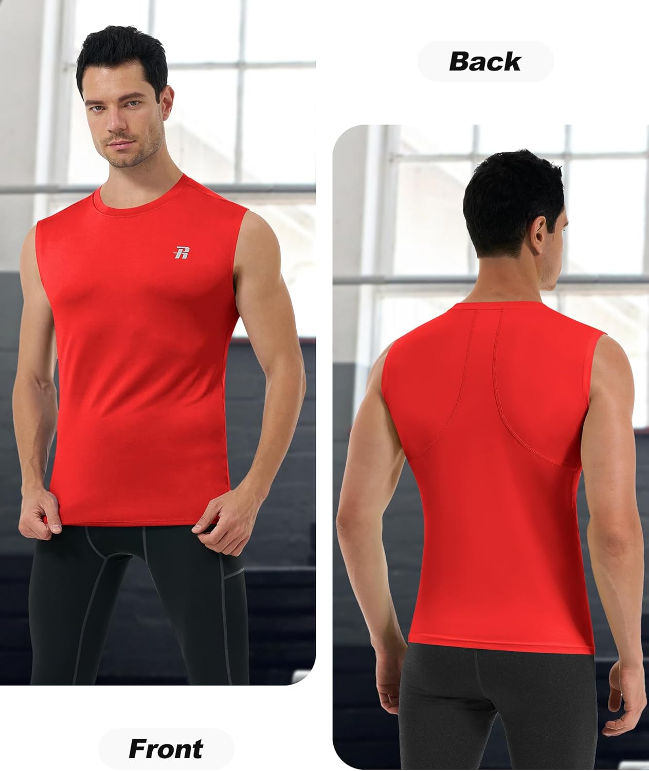 Runhit 3 Pack Men's Compression Shirts Sleeveless Workout Athletic Tank Top Sports Base Layer Undershirt for Running Gym - Image 2