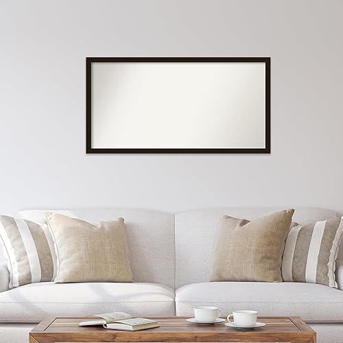 Miniatura 4 de Amanti Art Espejo de baño marrón para sobre el fregadero, 23 x 44 pulgadas, espejo rectangular marrón expreso, marco de madera rústica de gran