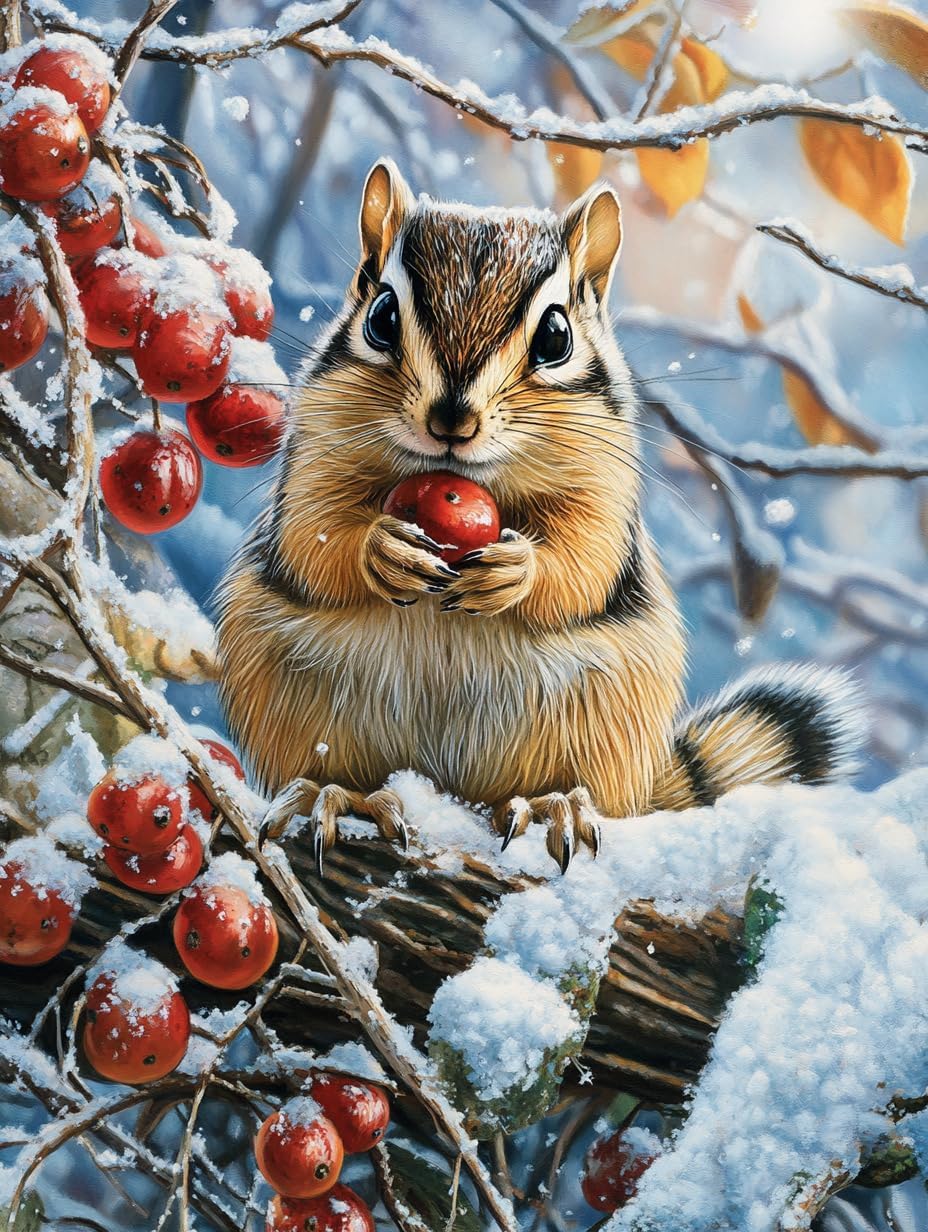 5D Eastern Chipmunk Diamond Art 12x16 Inch Full Drill Diamond Painting Kits for Adults & Beginners - DIY Art Crafts for Relaxation and Home Wall Decor 696A