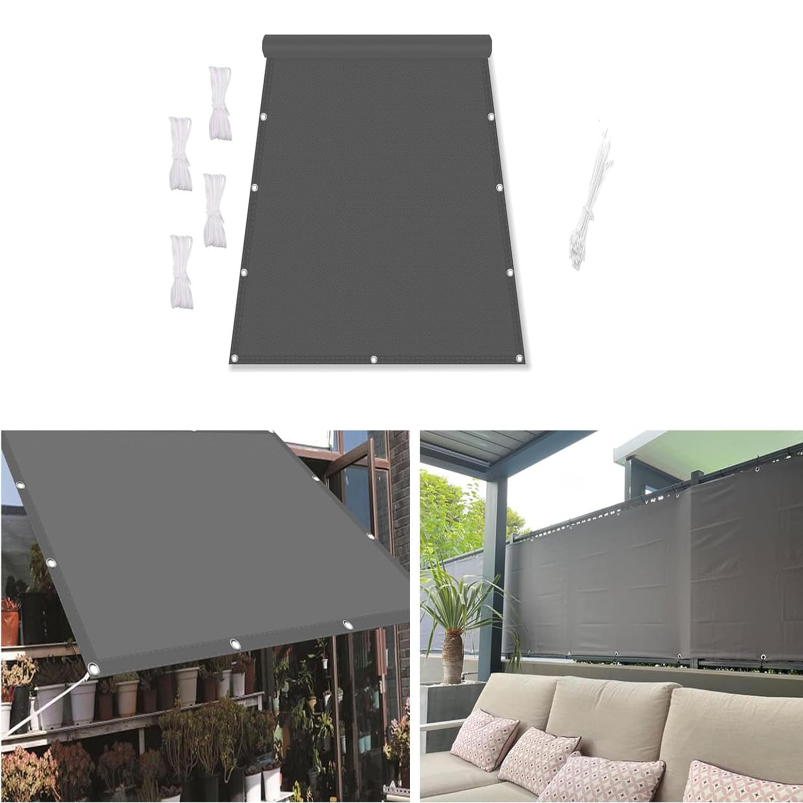 2.5x6m Sun Shade Sail Waterproof, Rectangle Sunscreen Awning Canopy, 95% UV Block Sail Shades with Free Rope, Garden Shelter for Outdoor Garden Patio Yard Lawn, Dark gray