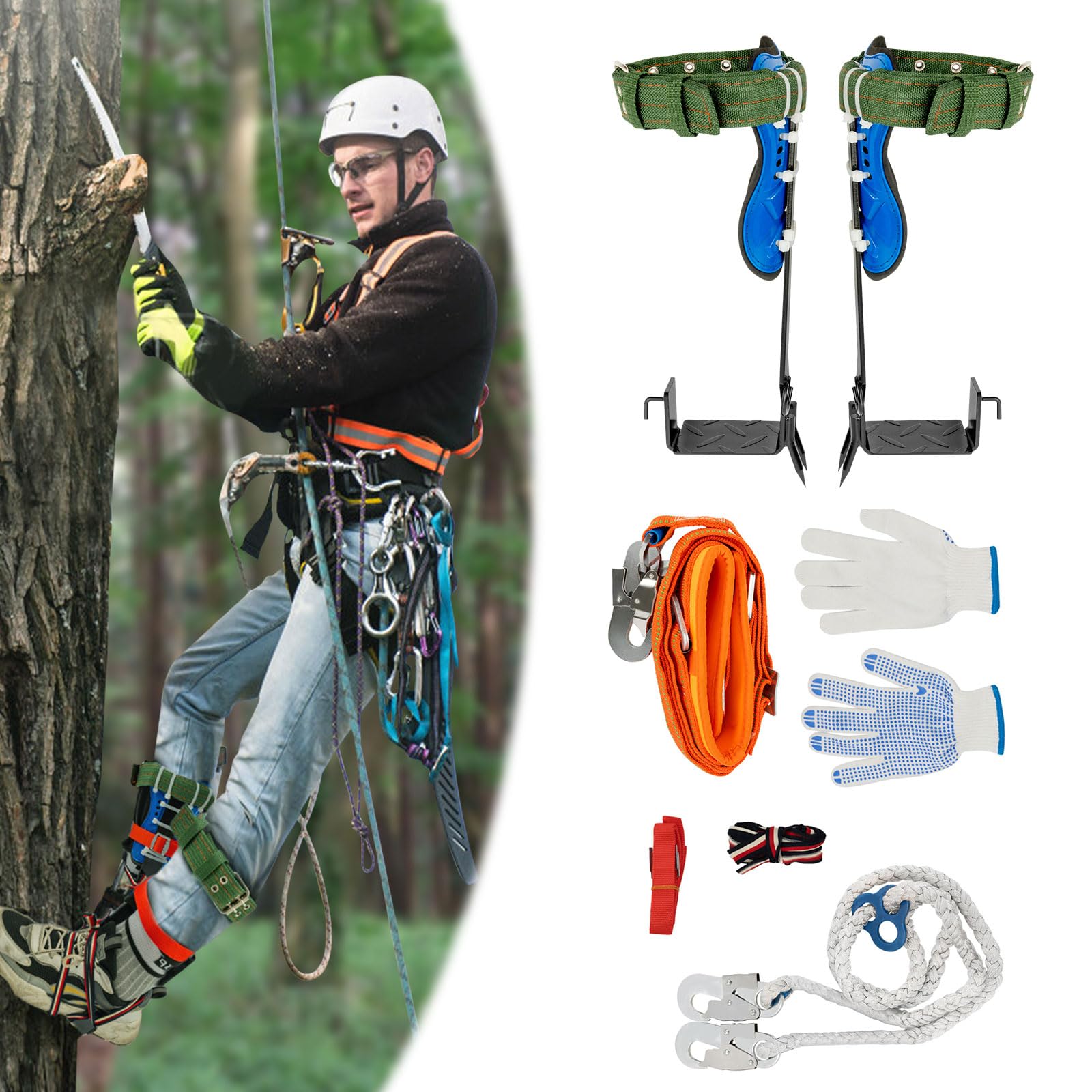 Ensemble d'équipement pour l'escalade d'arbres, crampons pour escalade d'arbres, crampons, aide au sauvetage, pointe pour l'alpinisme, escalade d'arbres