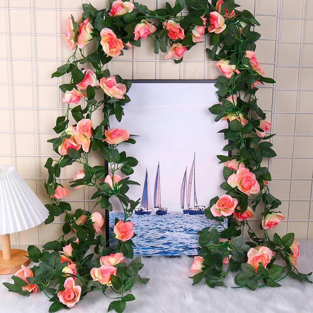Best Artificiale 80cm Red Trailing Flower Garland Hanging Vine String Plant (2