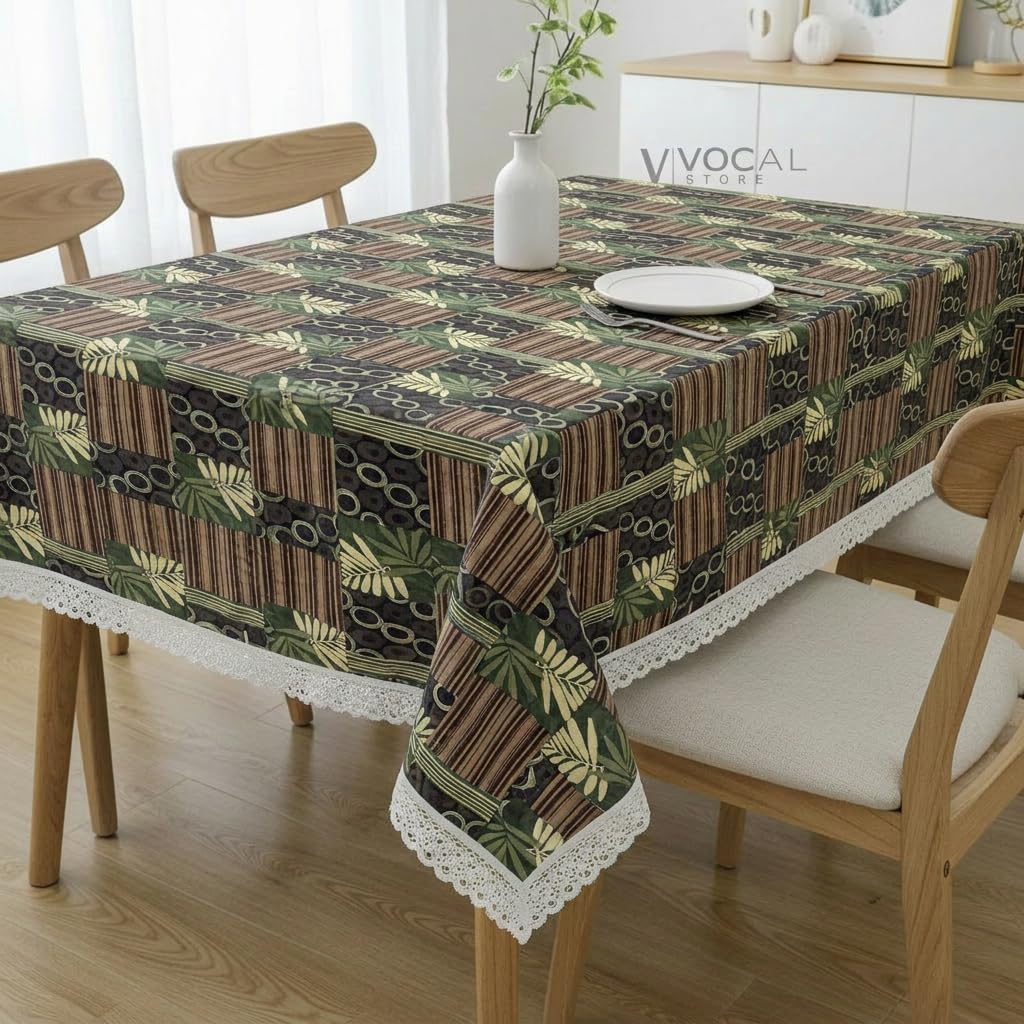 Lace Table Cloth for Dining Table, Decorative Center Table Cover for 4 Seater, 36 x 60 Inch, Olive Patchwork Classic- (MTBL7-P054)-image-25