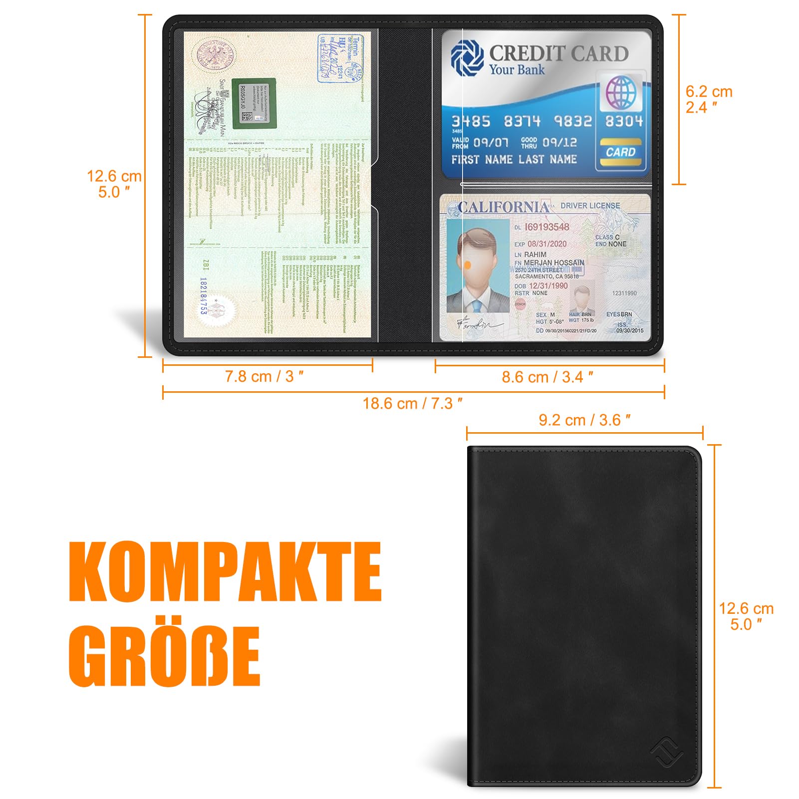 FINTIE Etui na dokumenty pojazdu, ultracienka lekka osłona na dowód rejestracyjny, karty kredytowe, osłona z kartonu z premium sztuczną skórą, wiele kolorów na dowód rejestracyjny, dowód osobisty