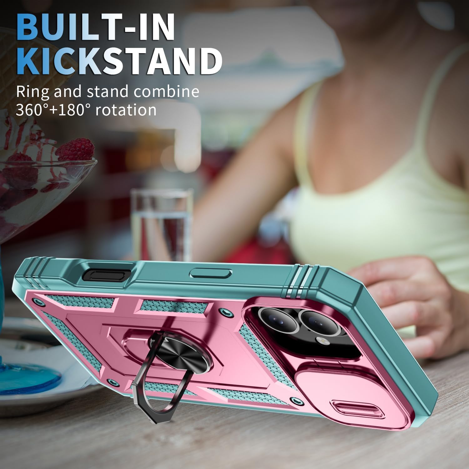 for iPhone 17 Case, Rotating Kickstand & Sliding Camera Cover image 5