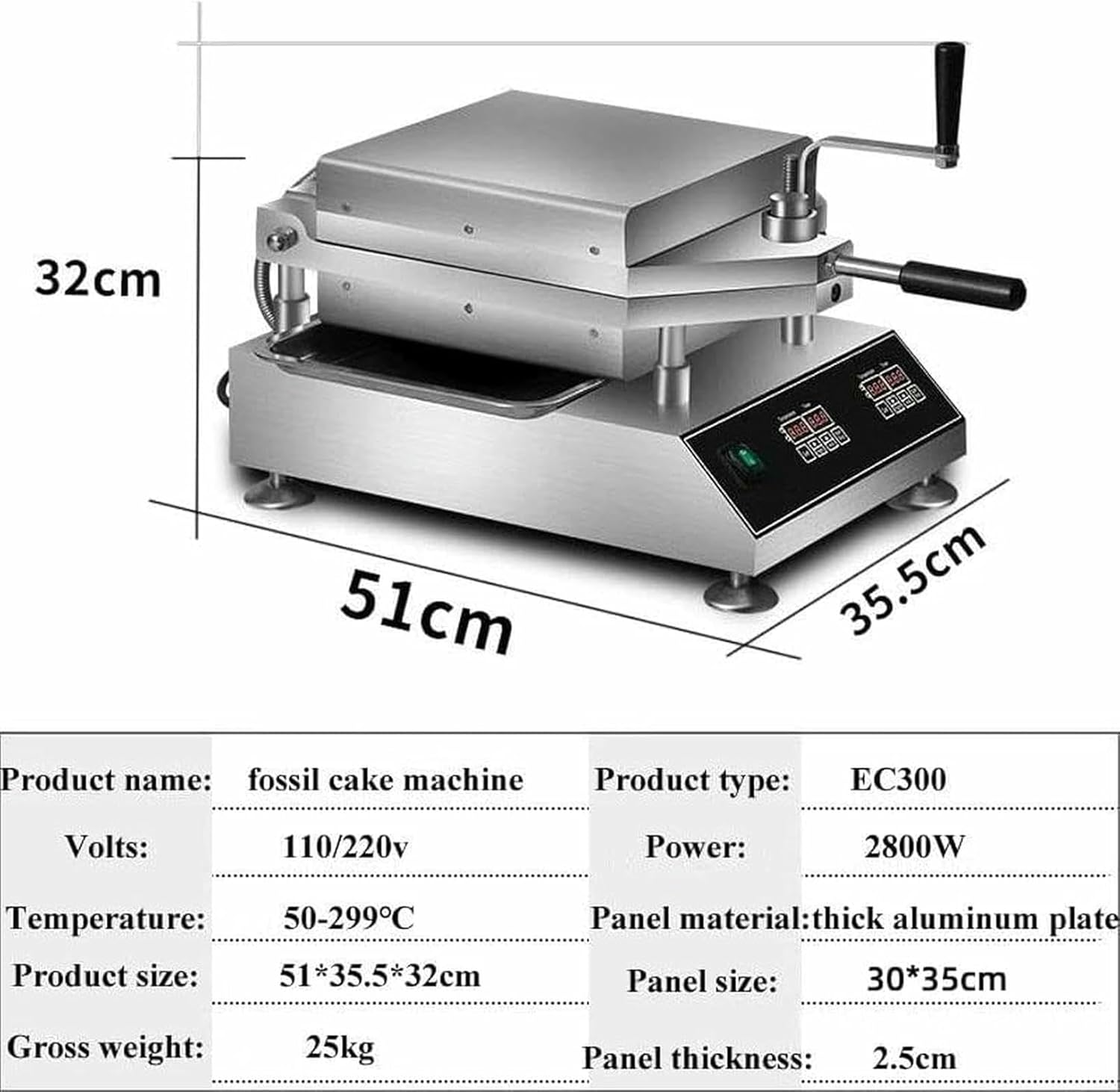 Freshly Made Prawn Tako Senbei Maker Machine, Instant Crepe Maker, Intelligent Temperature Control, Seafood Fossil Cake Machine