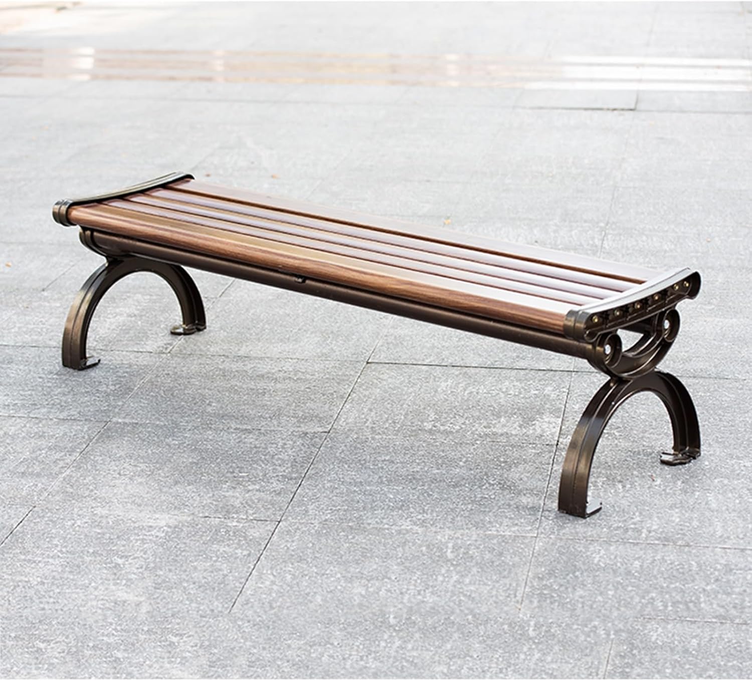 Zinc Alloy Backless Garden Bench Backless Porch Backyard Bench Leisure Long Chair Park Bench Cast Aluminum Outdoor Garden Long Bench Seat(47.24 * 16.93 * 16.14in)