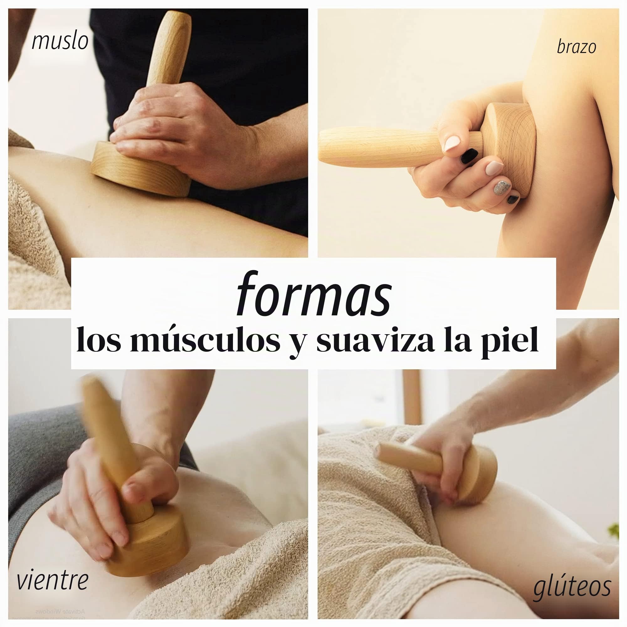 Tuuli Accessories Maderoterapia Masajes Kit Celulitis Masajeador Copa Sueca Ventosa Drenaje Linfatico Madera | Juego de 2 tazas de madera de haya suecas, 8 cm para facilitar el guiado, 10 cm para mayor área de contacto