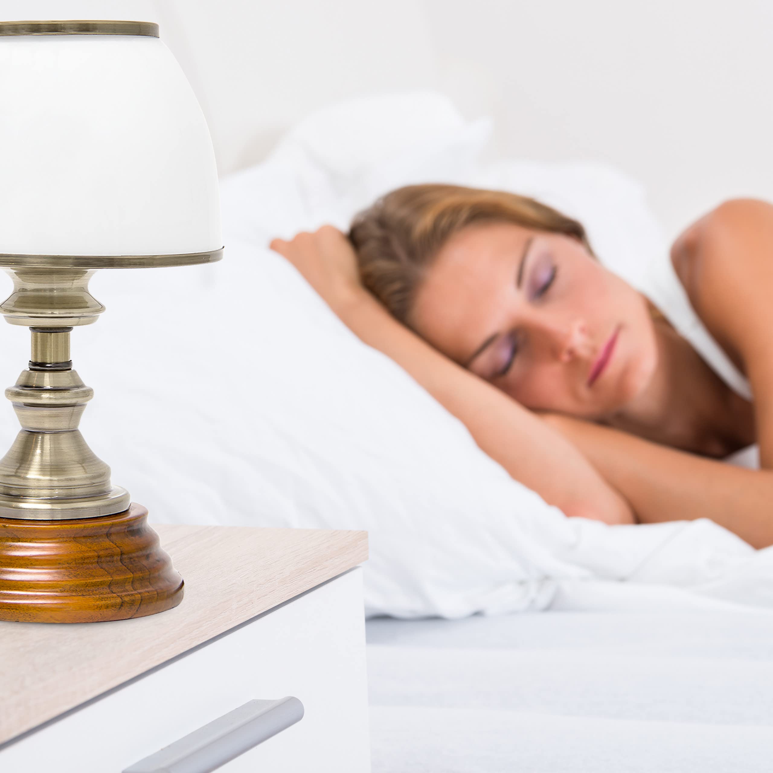 Relaxdays Lampada da Scrivania in Stile Antico Classico, Abat Jour da Lettura in Legno e Ottone, Illuminazione, Marrone
