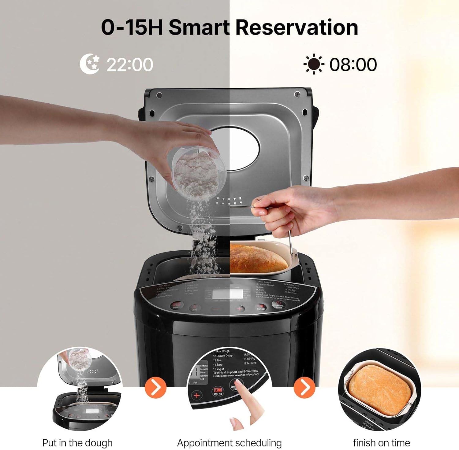 Bread Maker 2LB, 19-in-1 Automatic Dough Machine, Nonstick with 3 Crust Colors - Compact Kitchen Bread Baking for Home Use