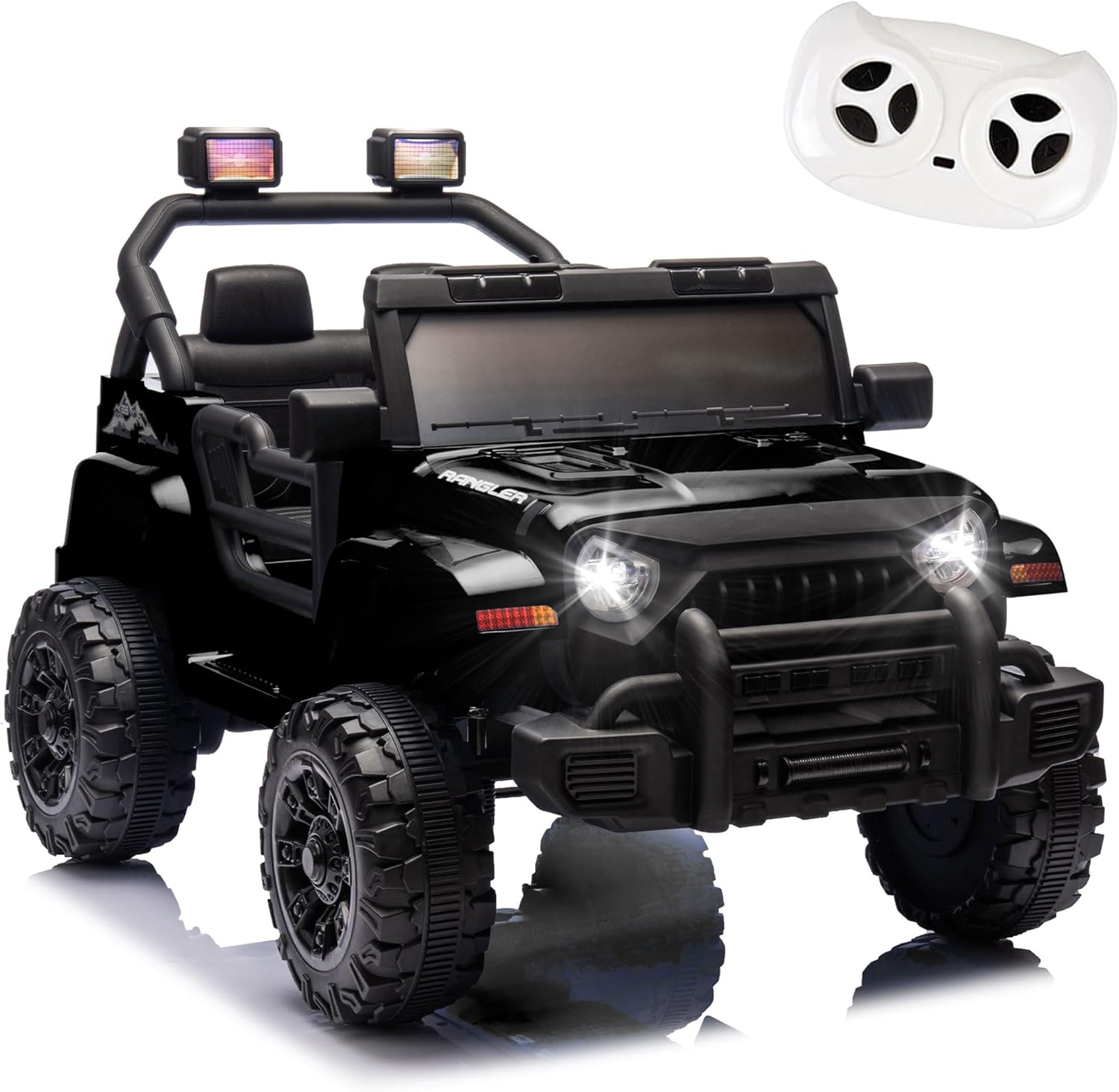 12V Ride on Toys for Toddlers, Kids' Electric Vehicles W/Parents Control, Ride on Truck Car with Music, Bluetooth, USB, Four-Wheels Suspension (Black)