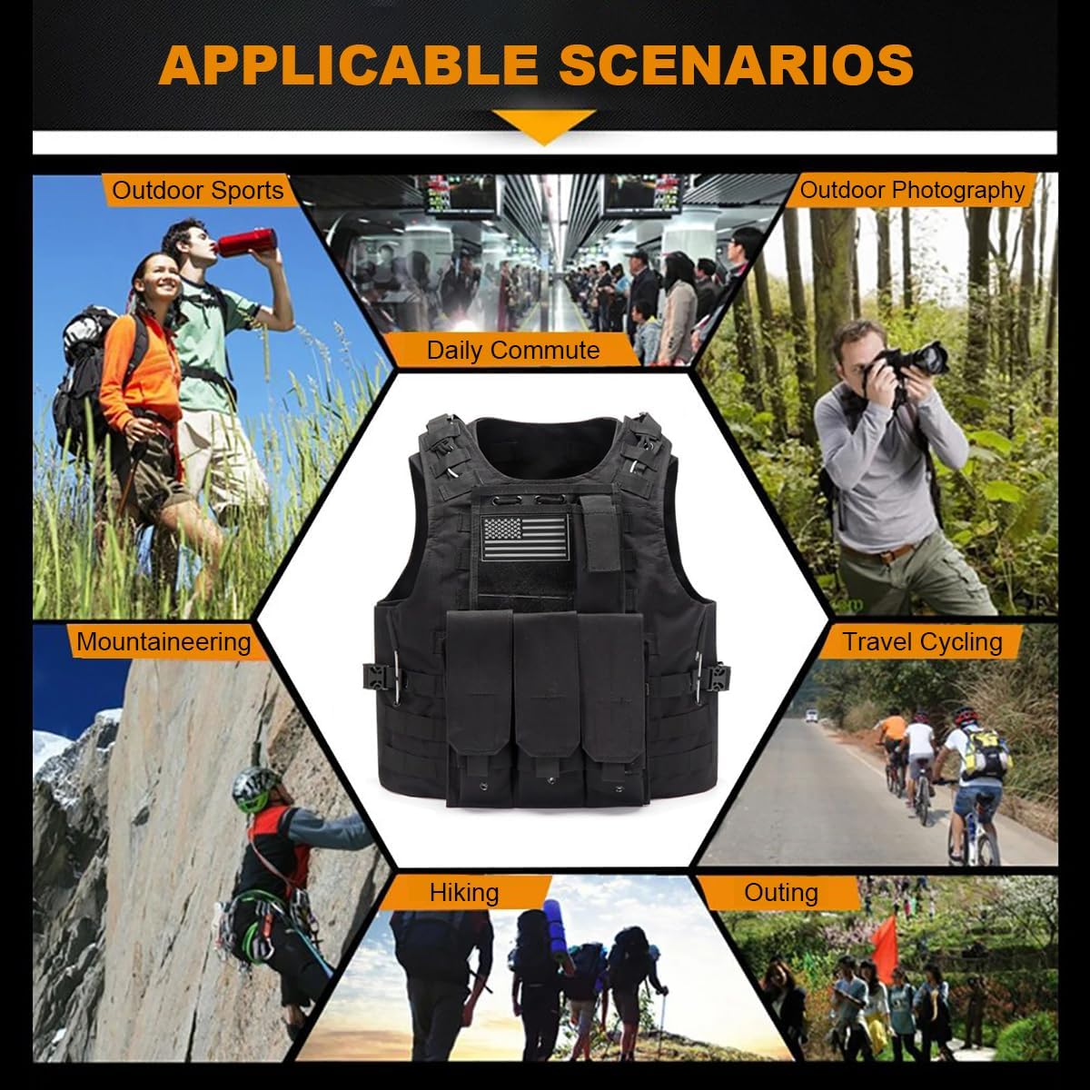 Tactical Vest Adjustable Airsoft Paintball Vest for Men, Removable Pouch, Airsoft Vest Adult