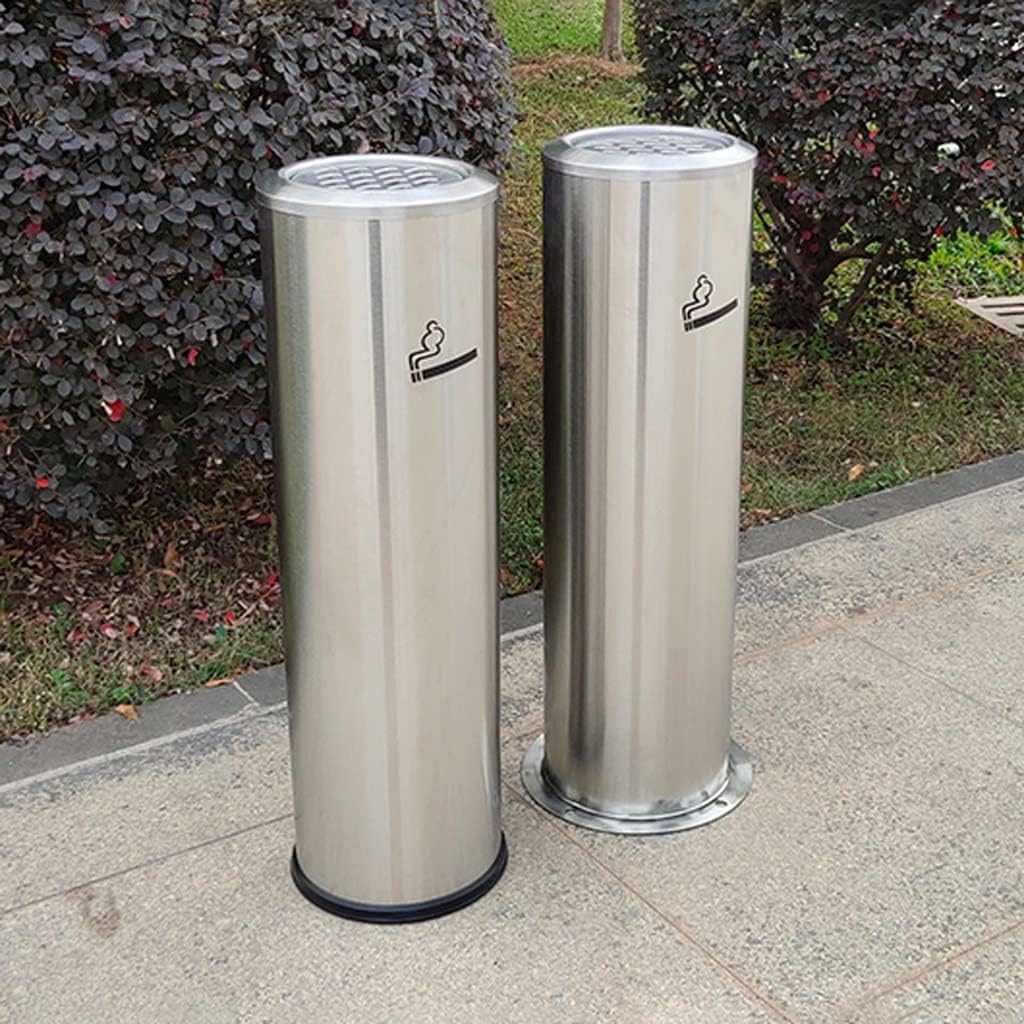 Stand Up Ashtray Simple Stainless Steel Cigarette Butt Column Ash Column Cigarette Butt Collector Cigarette Butt Trash Can Outdoor Ash Bucket Cigar Ashtrays For Outdoors (Color : A)