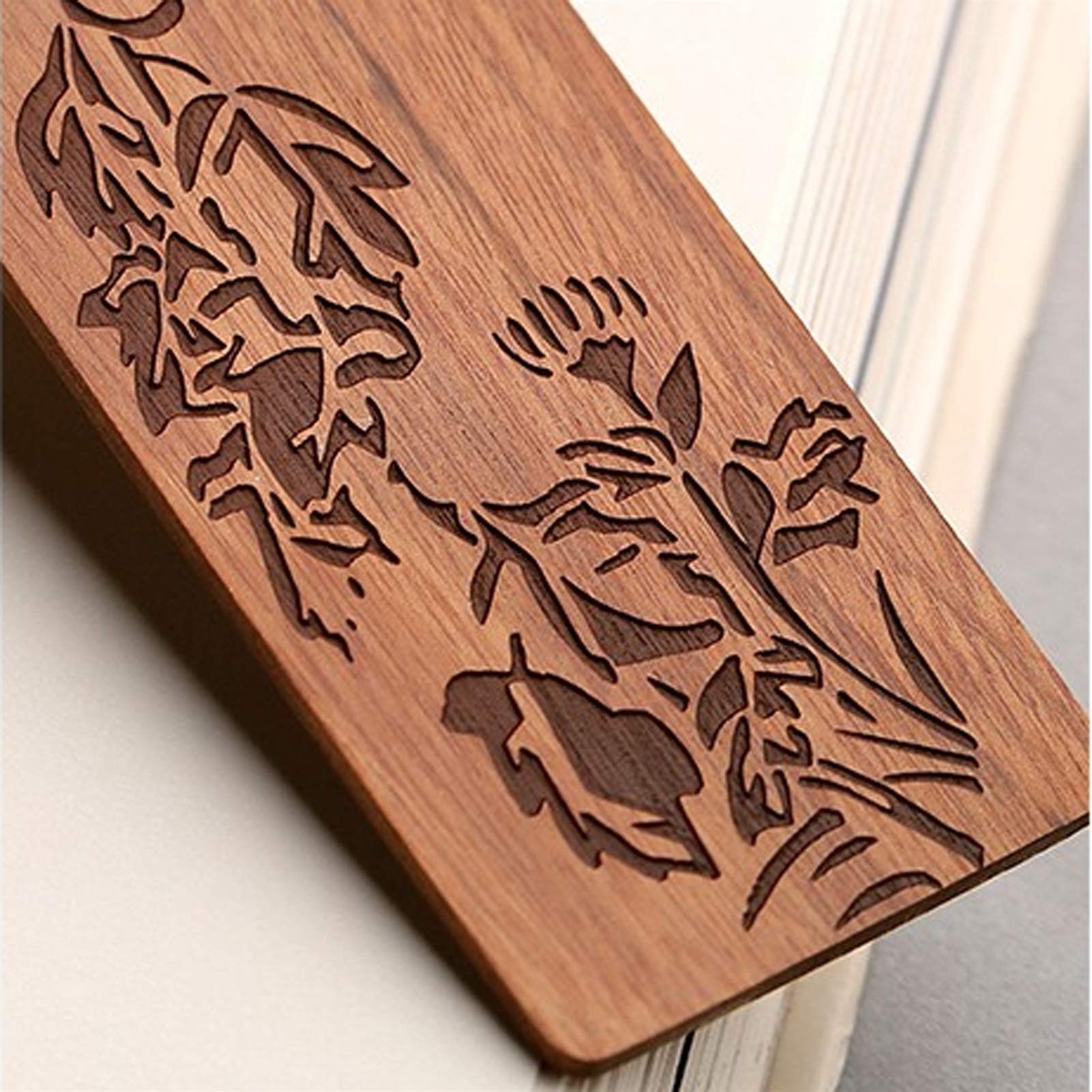 zakładki Chiński Retro Carving Styl Wood Bookmark Książka Klip Paginacja Mark School Papiernicze Dostarczane Drewniane zakładki Pudełko Zestaw bookmarklet