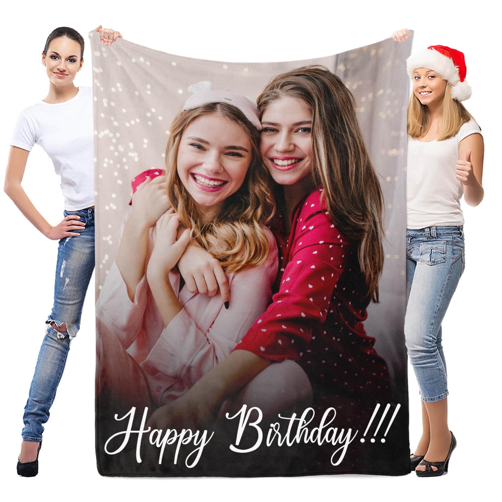 Lnm Women's 1 Photo-2 Personalised Blanket With Photo, Customised Photo Blankets, Custom Picture Blankets, Personalised Birthday Gifts For Men Her Him