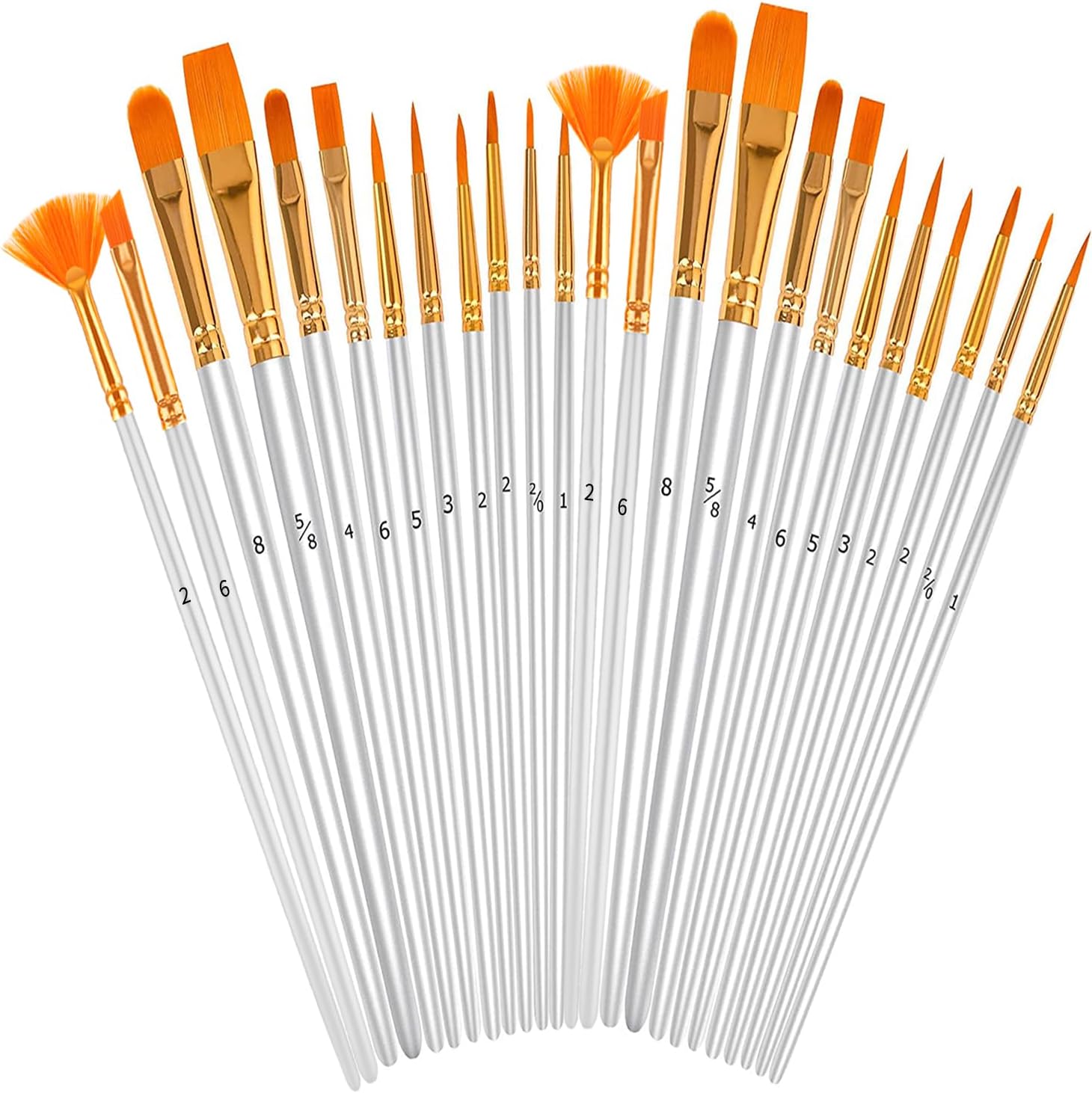 Soucolor Acrylic Paint Brushes Set, 24Pcs Round Pointed Tip Artist Paintbrushes for