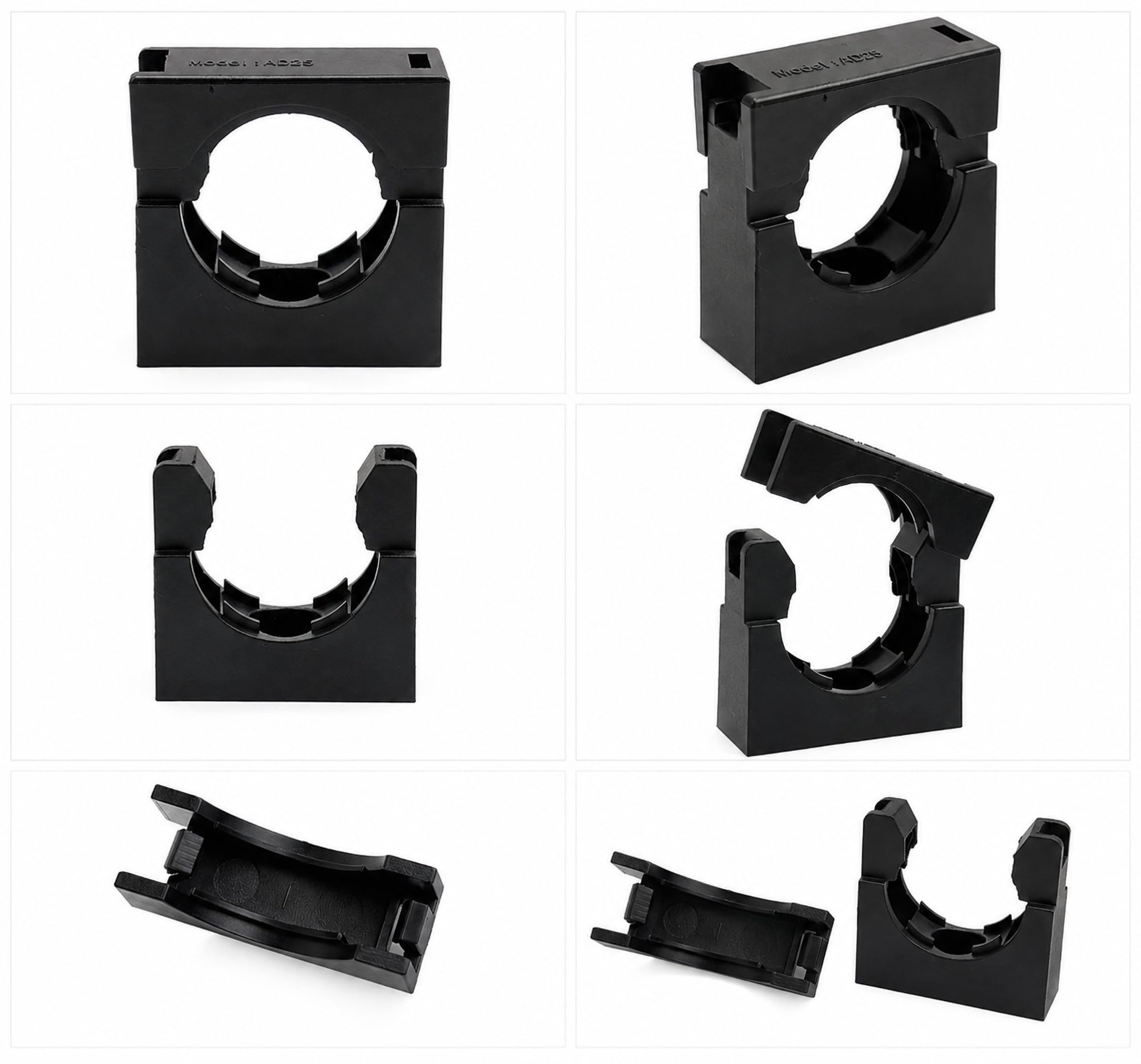 Staffe di fissaggio per condotto, colore: nero, 25 mm (M25), 100 pezzi