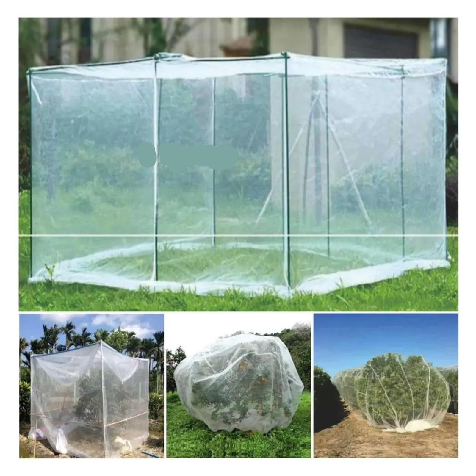 Red de nailon antipájaros de malla 80 para jardín, cubierta de protección para plantas y árboles frutales, red de invernadero con cremallera, 3 x 2 x escudo de cultivo de verduras