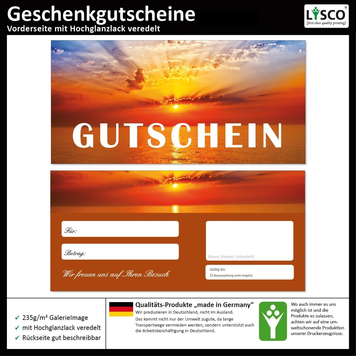 200 Stück Geschenkgutscheine (Sonnenuntergang-709) Gutscheine Gutscheinkarten für Bereiche wie Reisen, Urlaub und Wellness