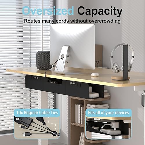 Miniatura 2 de Bandeja de organización de cables mejorada de 31.5 pulgadas sin taladrar debajo del escritorio, organizador de cables de fieltro para mesa, bandeja