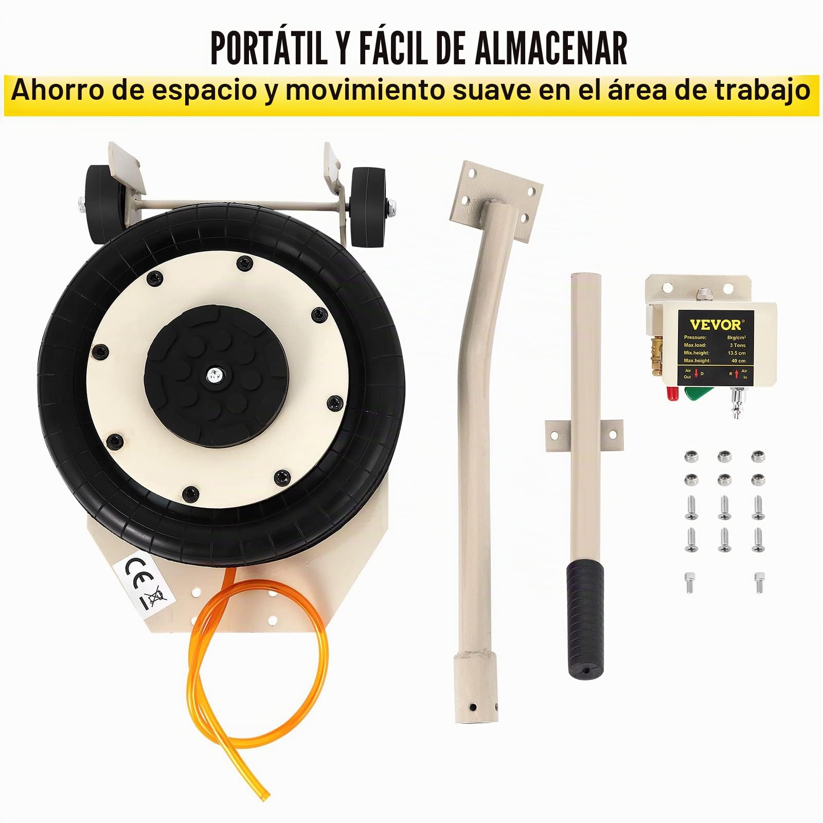 VEVOR Gato neumático para Coches, 5 toneladas Triple Bolsa Altura de elevación 16,5-40,6 cm, Gato Inflable para Coches Capacidad elevación Extremadamente rápida