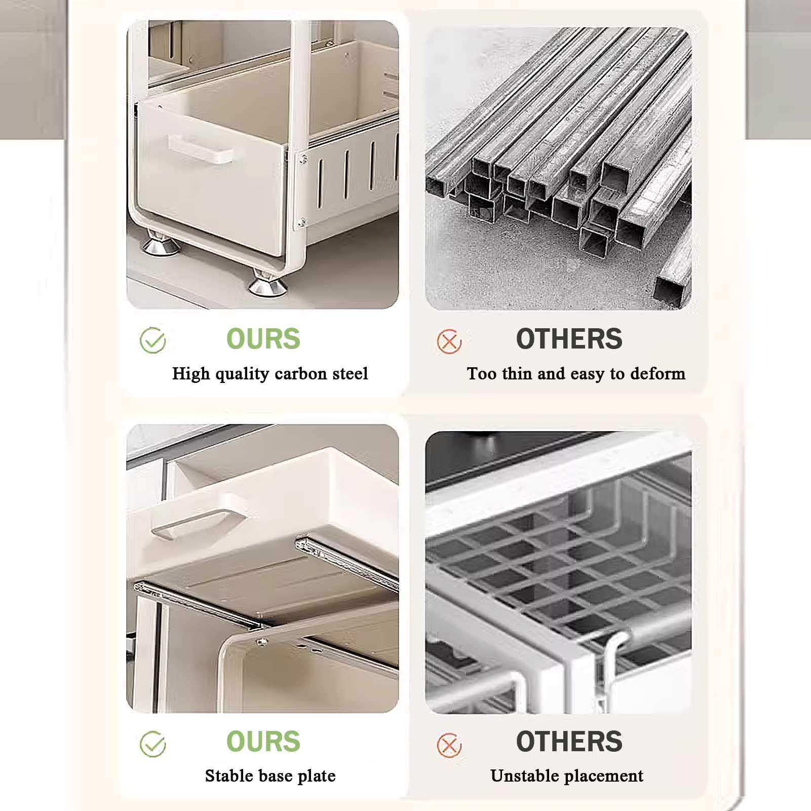 Generico Cestello Estraibile a 2 Livelli in Metallo per mobili da Cucina e Bagno - Elegante cassetto Bianco per riporre Oggetti sotto Il lavello, Soluzione salvaspazio per l'organizzazione.