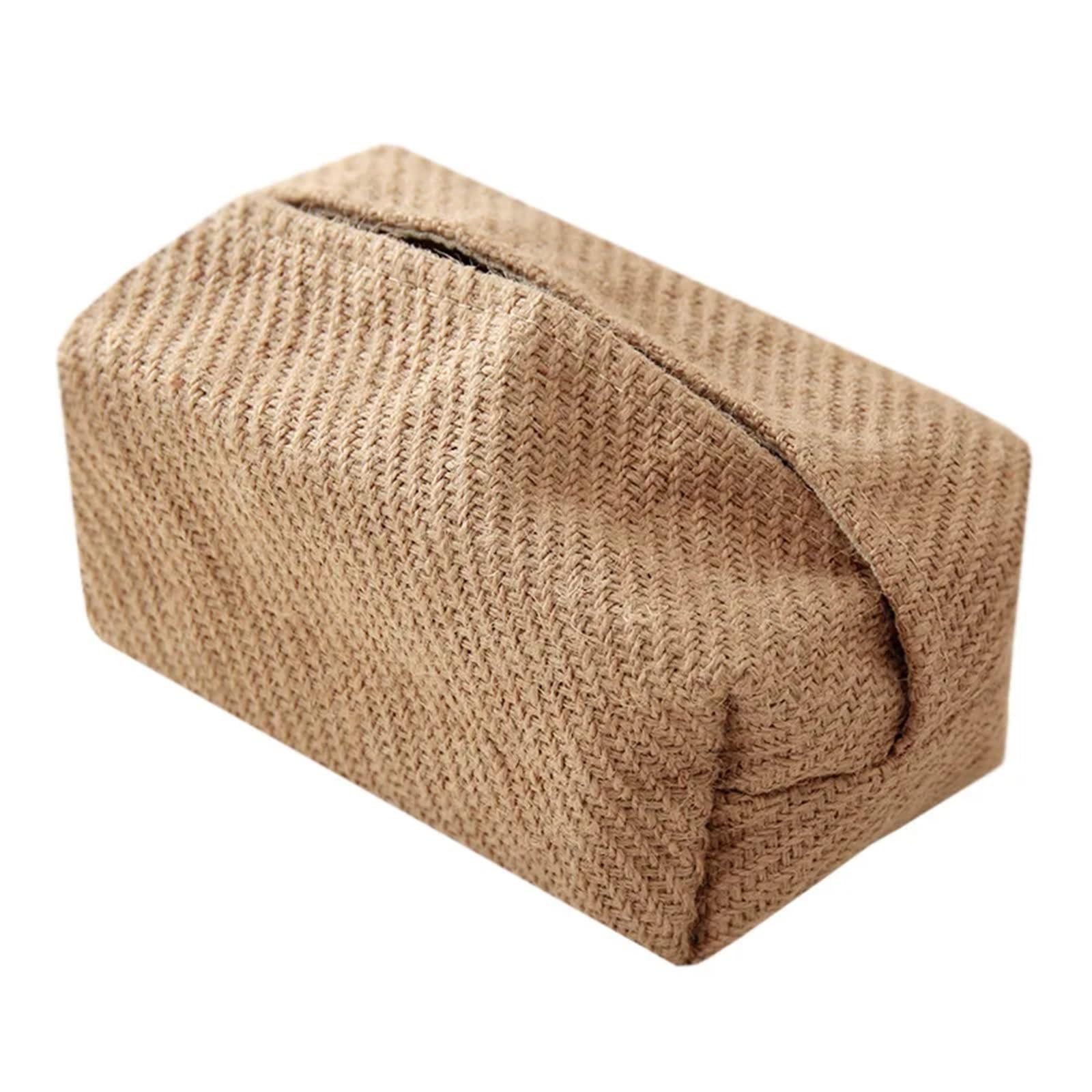 Tissue Box Simple Cotton Linen Tissue Box Bathroom Kitchen Tissue Holder Home Restaurant Papers Dispenser Organizers Table Decoration(Color 01)