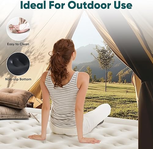 Miniatura 7 de Sweetcrispy Colchón de aire individual Colchón inflable inflable de 18 pulgadas con bomba de alta capacidad incorporada, doble altura, diseño