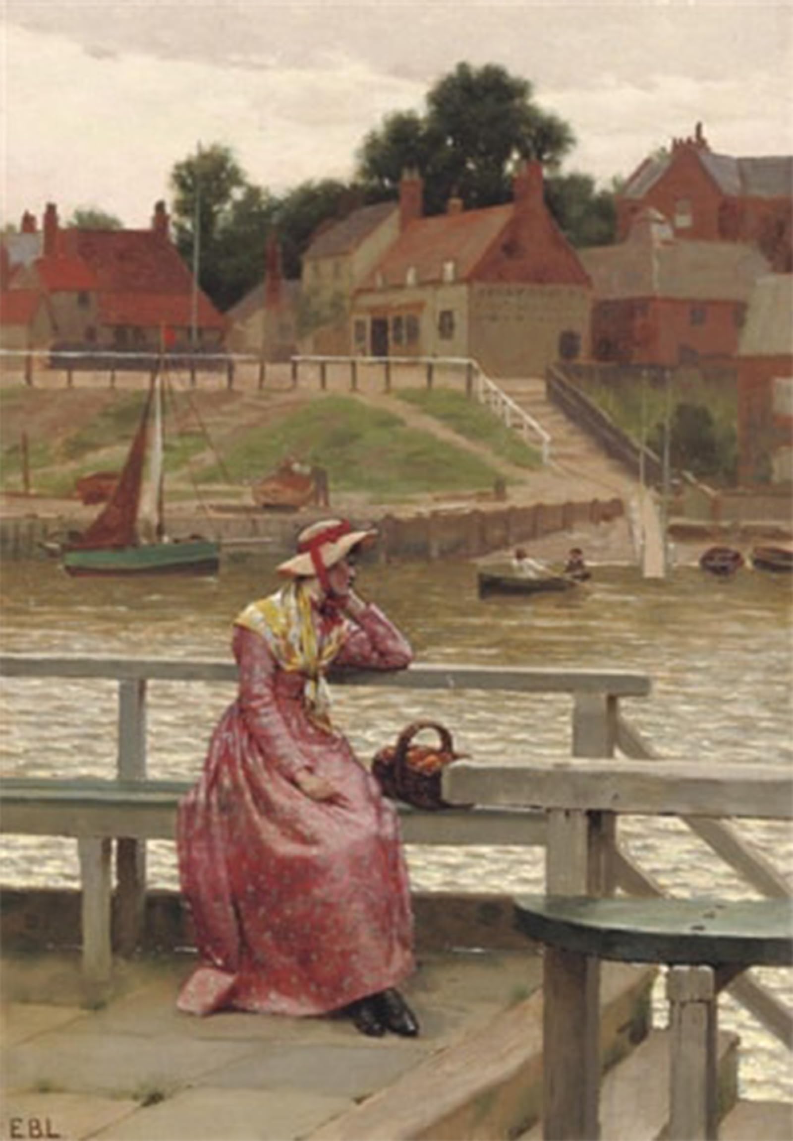 SERENDIPITP Abstract Painting Mural Print Picture Wall Decor Painting Waiting for the Ferry Edmund Blair Leighton Vintage Wall Artwork for Home Decor 60x90cm