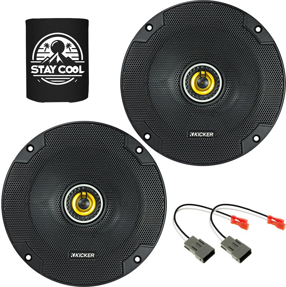 KICKER Speakers 6.5 inch for Honda Odyssey 1995-2017 Upgrade Kit - Pair of CS Series with Harness, Coaxial 6 1/2 Car Audio Front Door or Rear Side Panel Speaker CSC65, 46CSC654