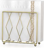 LWSFF Gold Modern Metal Napkin Holder - Upright Dispenser for Kitchen Table, Dining Countertops, Small Size Rust-Proof