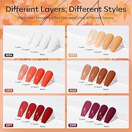 modelones Gel Nail Polish Set, 6 Colors White Nude Brown Orange Jelly Gel Polish Tortoise Burgundy Wine Red Neutral Translucent Nail Art Gel Soak Off LED Lamp Manicure Salon DIY Girl Women Gift