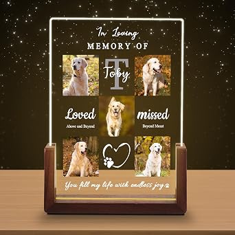 Funny DIY Custom Dog Memorial Gifts for Dog, Personalized Pet Memorial Led Night Light with Photo Name, Cat Loss Gifts, Customized Sympathy Ornament Gift for Loss of Dog Cat Lover Owner