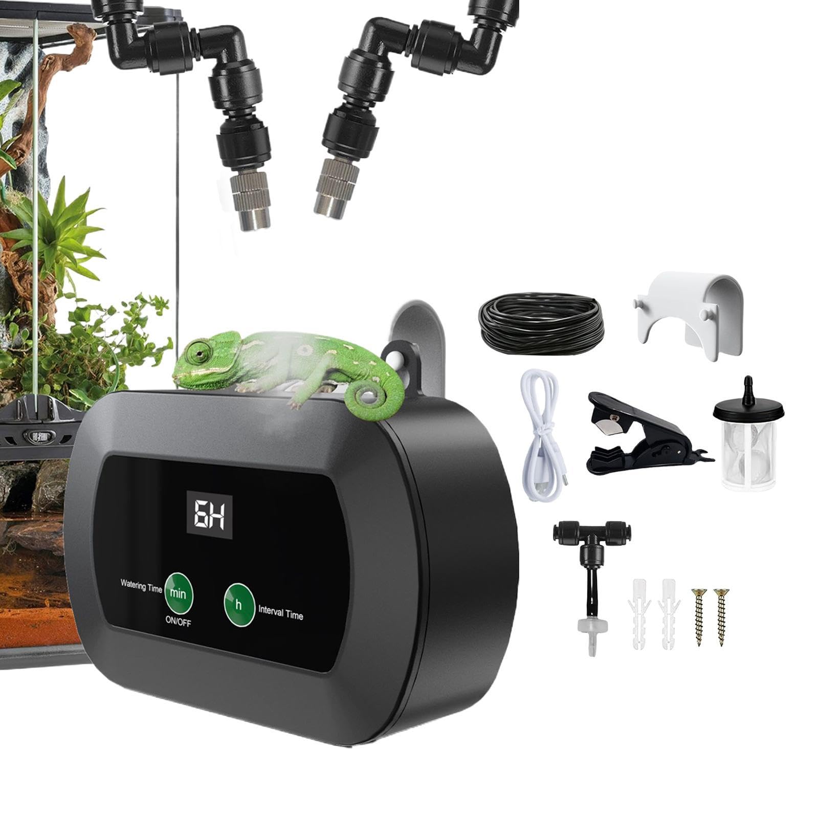 Nawilżacz Dla Gadów Mały Przenośny Nawilżacz Do Terrarium Z Mgiełką | Automatyczny zamgławiacz dla gadów z timerem Akwarium Klatka Szklarnia Roślina Krab Pustelnik Jaszczurka Wąż Żaba Siedlisko