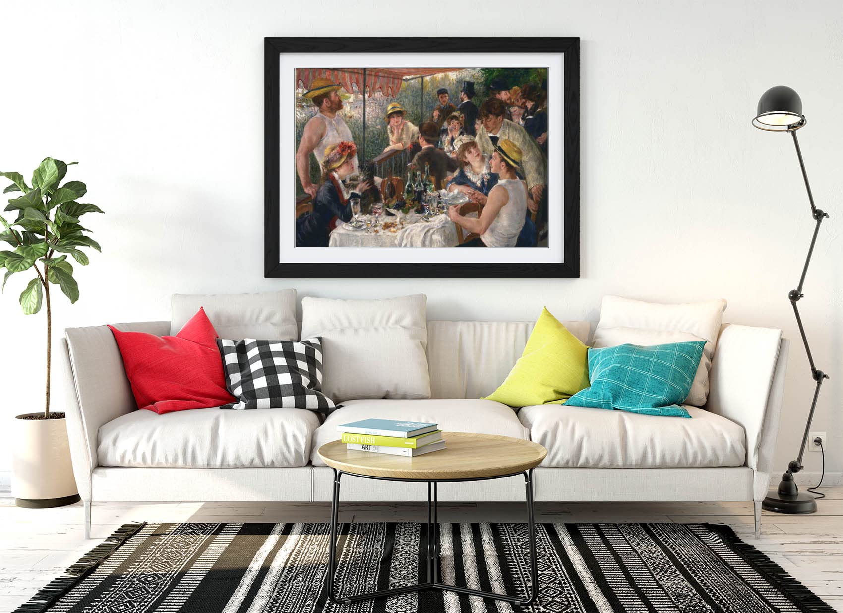 Canvasartshop Black -Pierre Auguste Renoir, Luncheon Of The Boating Party- Premium Wall Art Framed Picture Prints - 3 Colours - 4 Sizes (, A2)