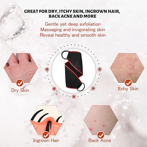 Miniatura 3 de Evridwear Exfoliante corporal con asas, lavadora de espalda, para ducha, baño, piel seca, todo el cuerpo, limpieza profunda, hombres y mujeres