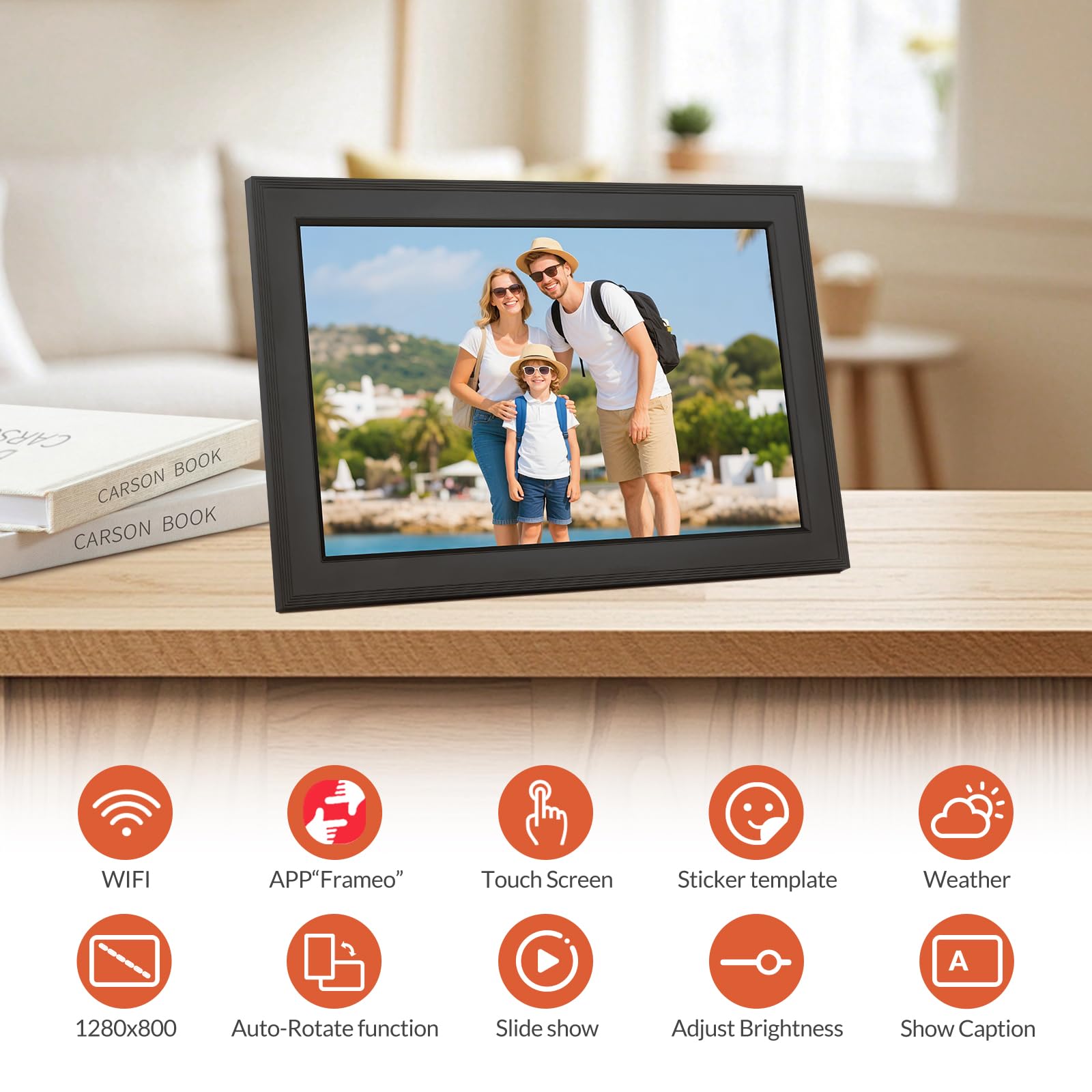 Bestrip Digitaler Bilderrahmen FRAMEO WLAN 32GB 10,1 Zoll 1280x800 IPS LCD-Touchscreen Smart Cloud-Fotorahmen