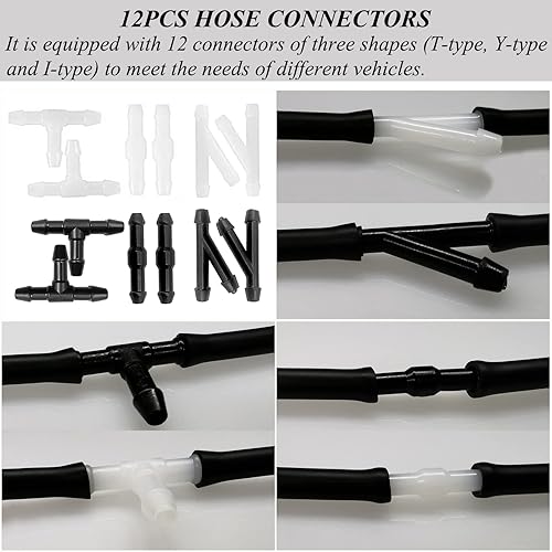 Miniatura 3 de Kit de manguera de limpiaparabrisas  Incluye manguera de líquido de lavadora de 131ft y 12 conectores de manguera compatible con la mayoría de