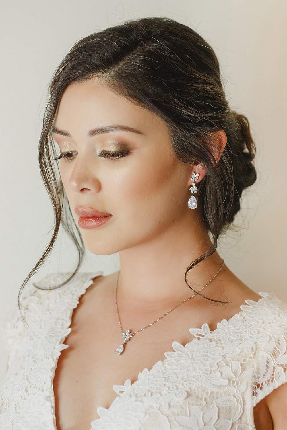 SWEETV Marquise Wedding Earrings for Brides, Bridesmaids, Teardrop Crystal Cubic Zirconia Bridal Drop Earrings for Women Prom - Image 3