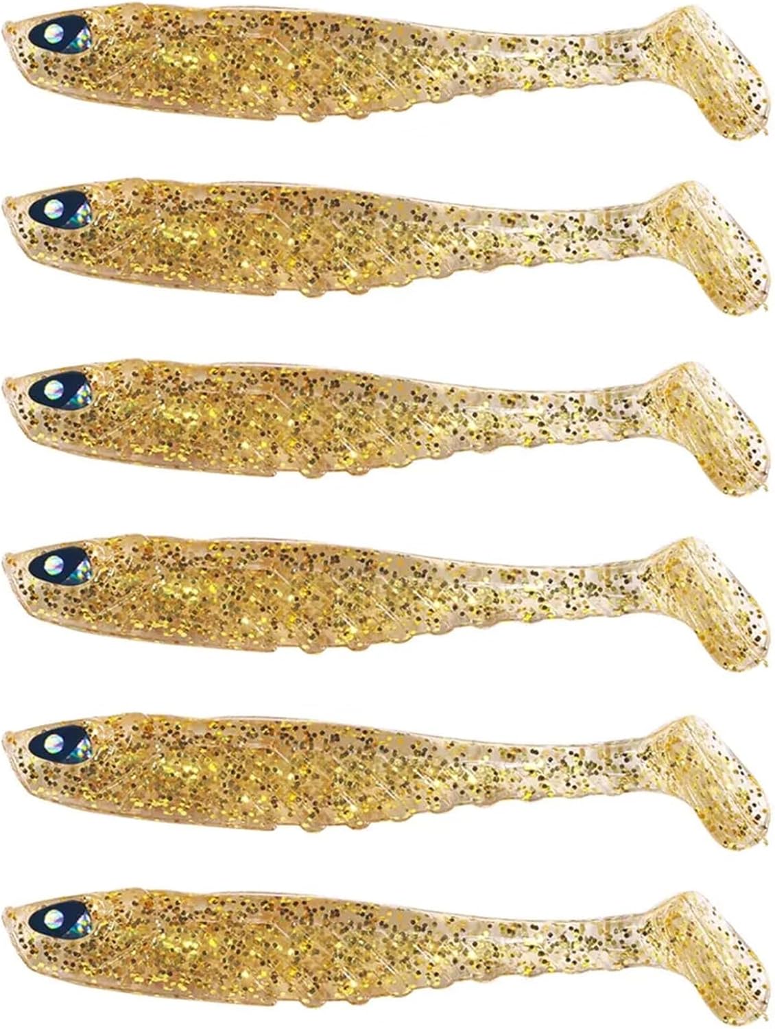 6Pcs Soft Swimbait Wobblers Ocean Rock Tan of Bait Silicone Lures Rubber Soft Baits 9.5Cm-3.1g