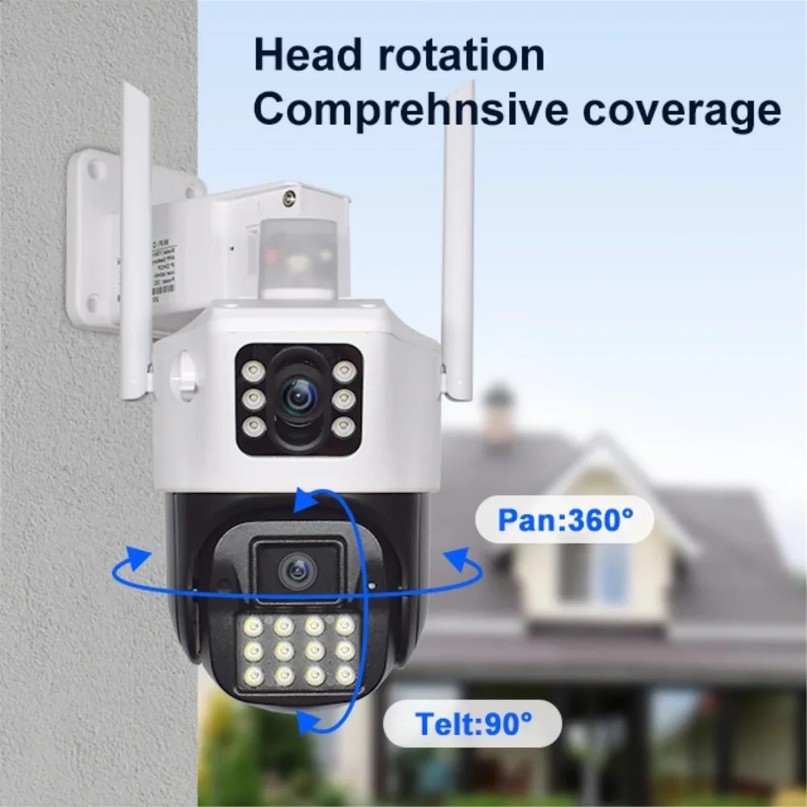 Kamera 5MP z dwoma ekranami WiFi PTZ z detekcją człowieka AI, zewnętrzna kamera monitoringu CCTV 4K, kamera IP do monitoringu(5MP NO SD Card)