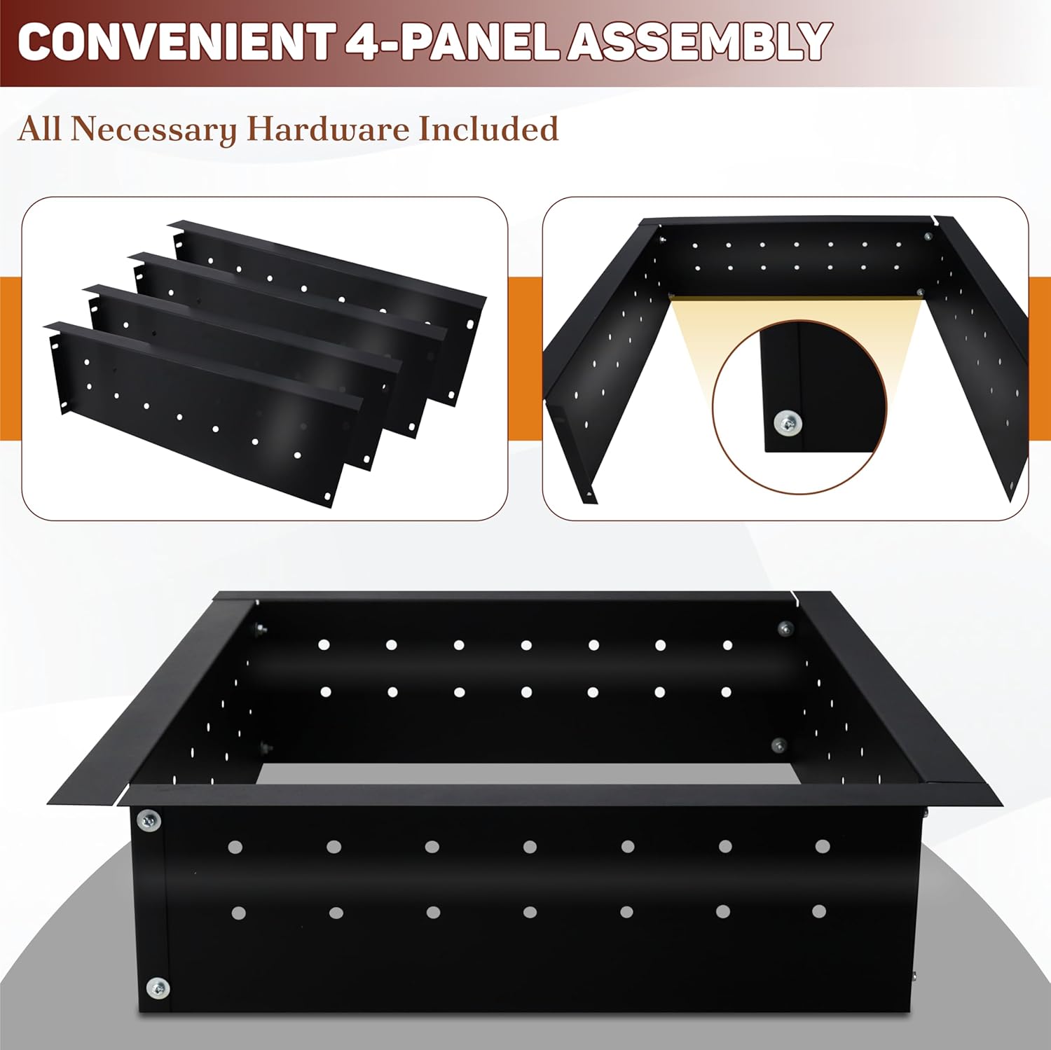 FEBTECH Square Smokeless Fire Pit Insert- Carbon Steel 29" OD & 25" ID Outdooe Fire Ring Liner - Portable Insert for DIY In-Ground or Above-Ground Outdoor Bonfires