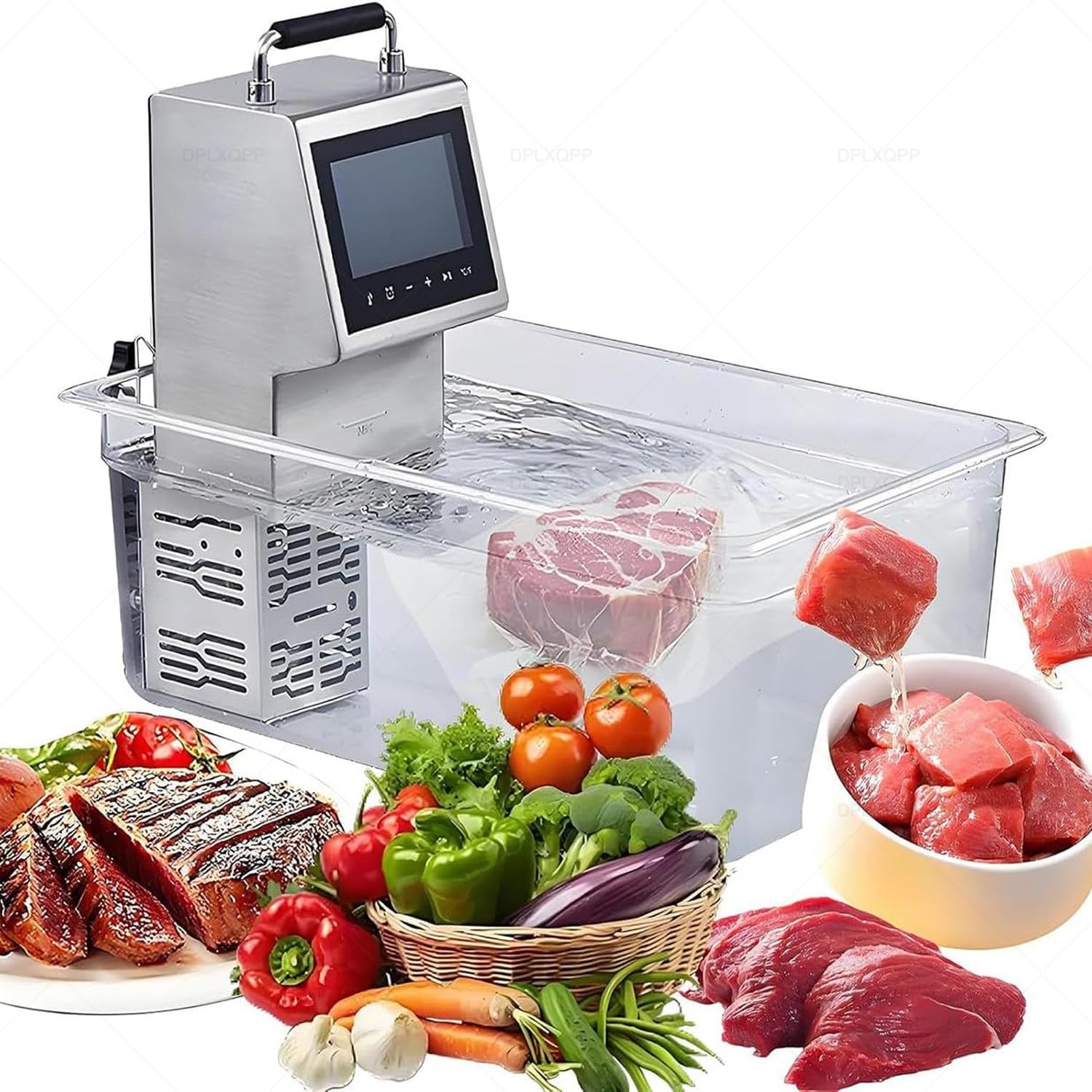 Olla De Inmersión Sous Vide 2000w Profesional: Máquina De Cocción Al Vacío con Pantalla LED,Temporizador 1min-99h,Acero Inoxidable,Ahorro Energético,para Uso Intensivo En Cocina