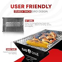 Vista 5 de GasOne 15” Portable Charcoal Grill – Foldable BBQ Grill – Camping Grills for Backyard, Bonfire, Patio – Heavy-Duty Portable Fire Pit – Camp Cooking