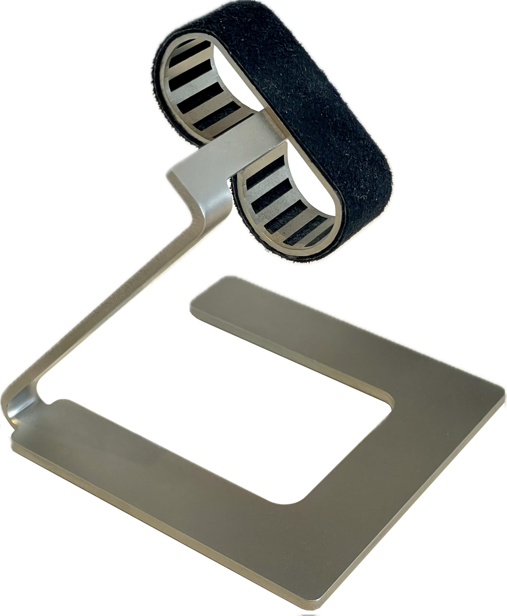 UNO – Soporte para relojes de acero inoxidable | Ajustable, minimalista y elegante | Base de exhibición con cojín de cuero genuino